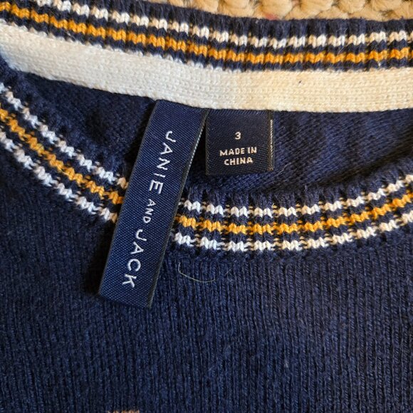 JANIE & JACK Connor Navy Bulldog Sweater | Size 3 - Picture 2 of 2